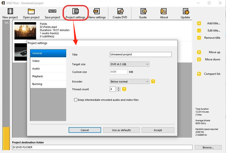 DVD settings