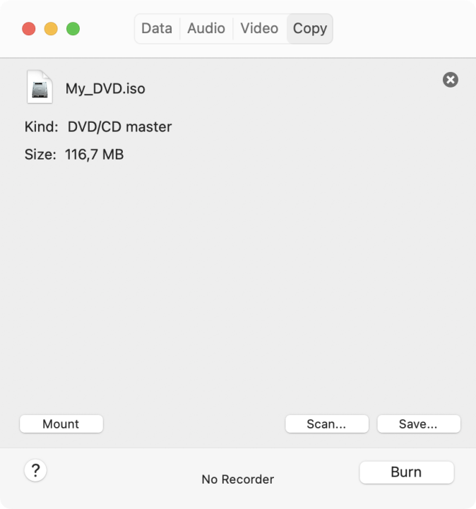 Burn ISO to DVD with Burn on Mac