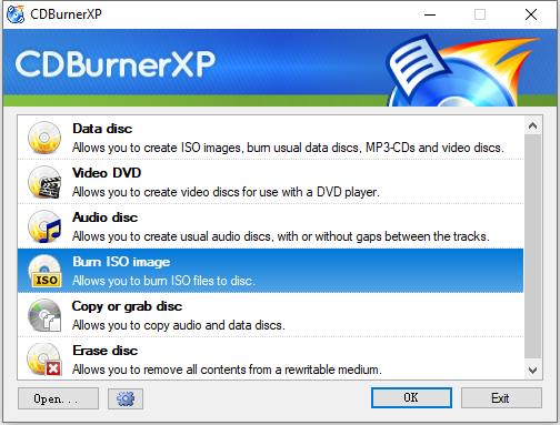 cdburnerxp burn ISO to DVD