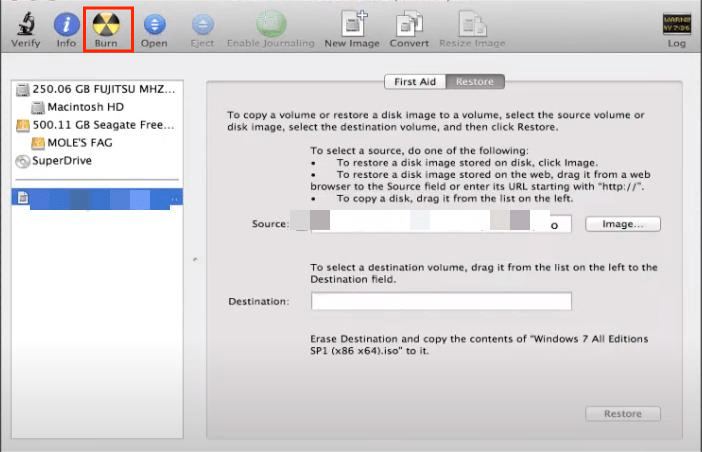 burn ISO with Disk Utility