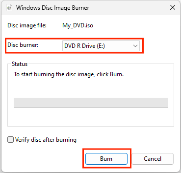 Windows Disc Image Burner