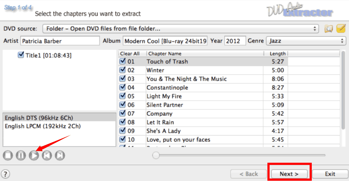 extract audio from blu ray with dvdae2