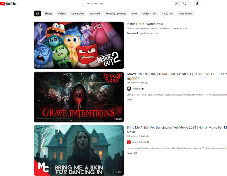 horror movies download on youtube