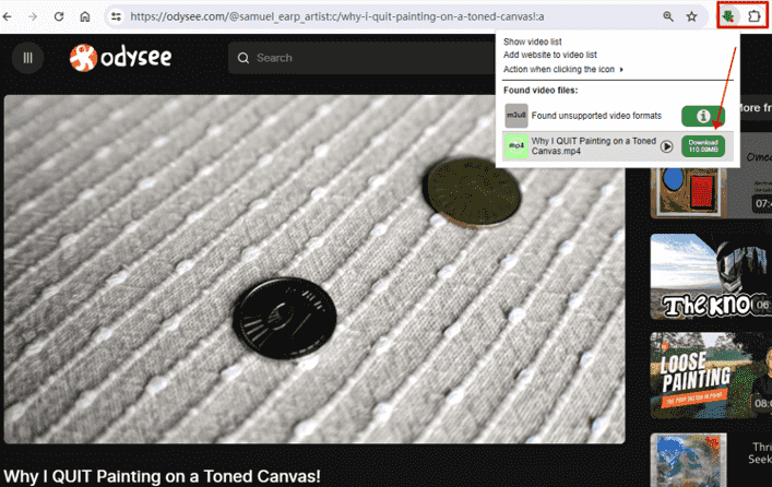 odysee video download browser extension