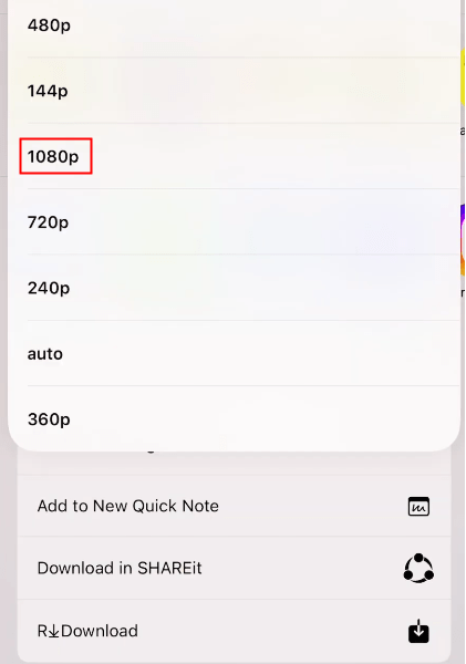 youtube download 1080 iphone shortcut