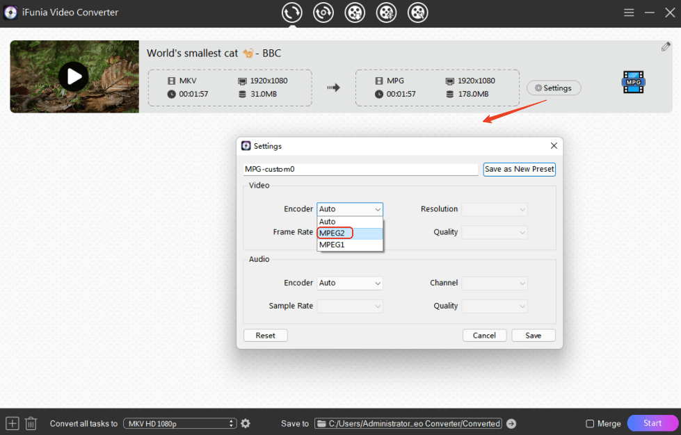 convert mkv to mpeg-2 ifunia