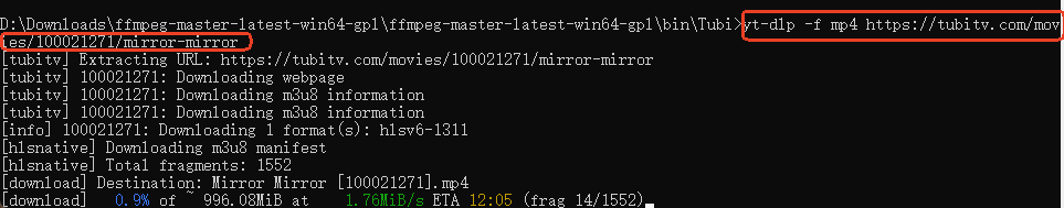 download videos from tubi yt-dlp ffmpeg