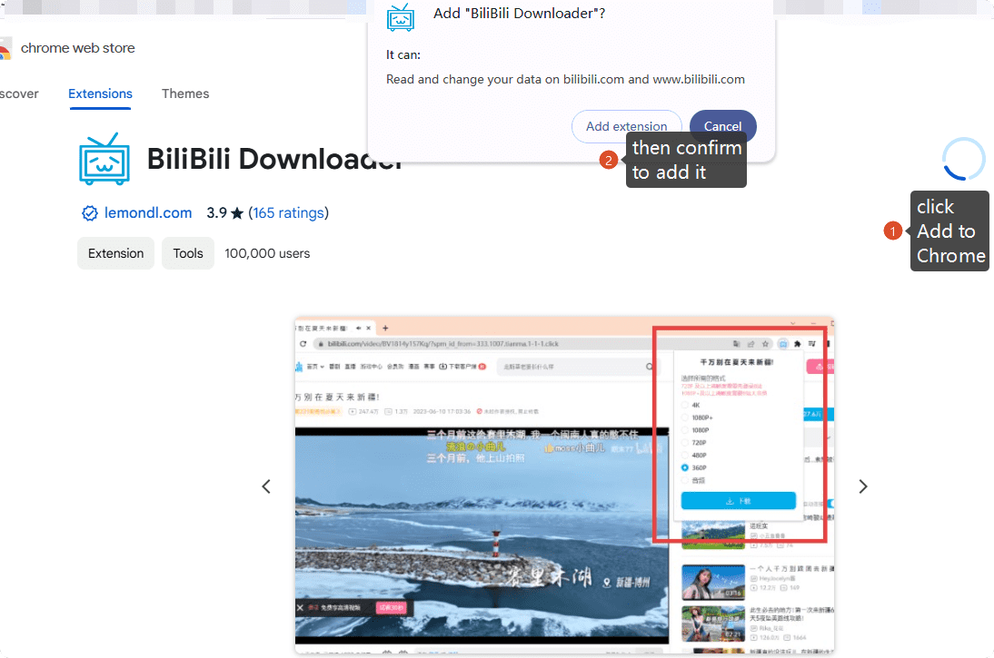 Bilibili Video Download 1080P Extension 